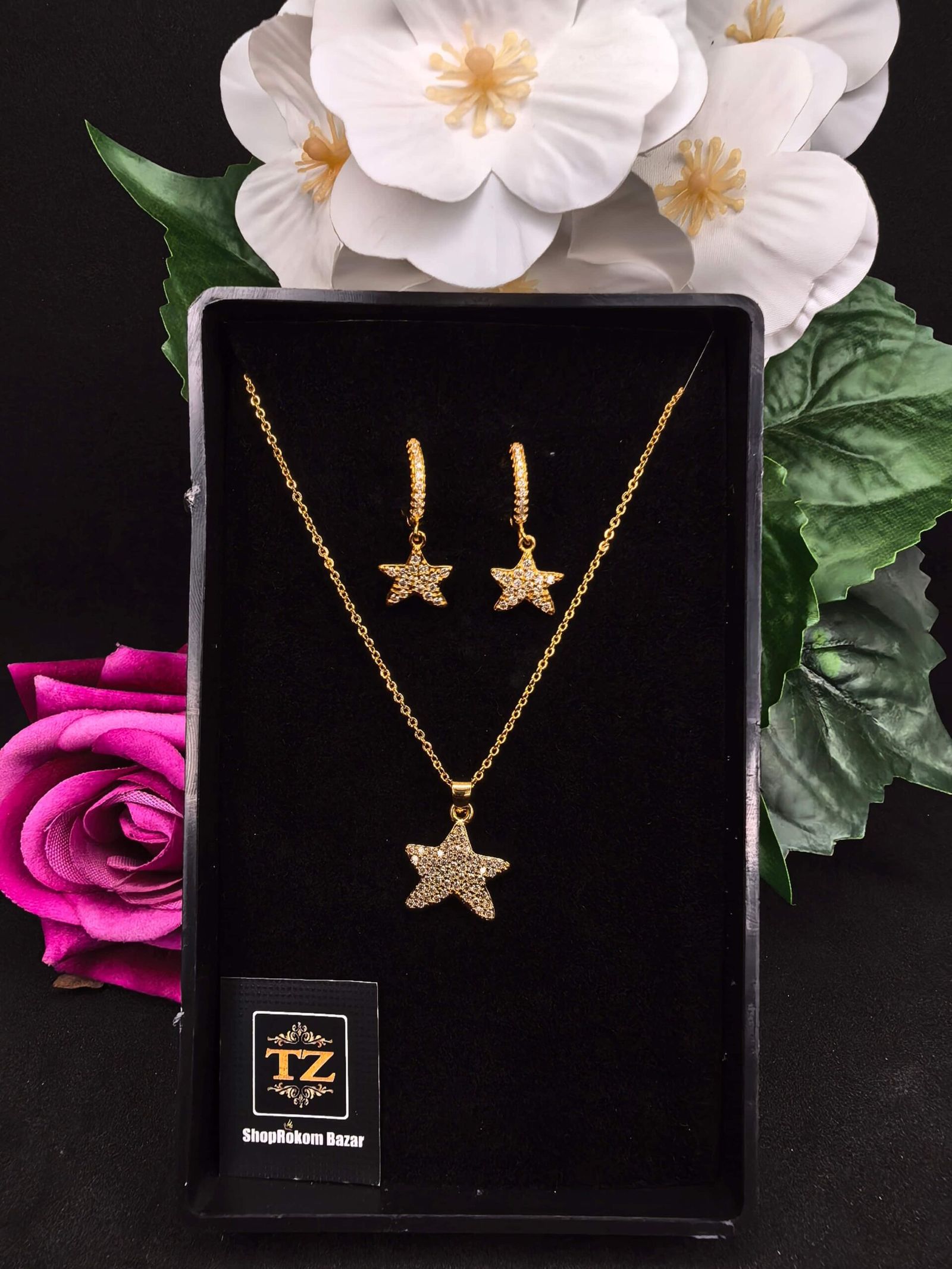Gold-plated 2pieces necklace set for women | মহিলাদের ক্যাজুয়াল ও পার্টি ব্যবহারের জন্য স্টাইলিশ গোল্ড-প্লেটেড নেকলেস সেট - Image 2