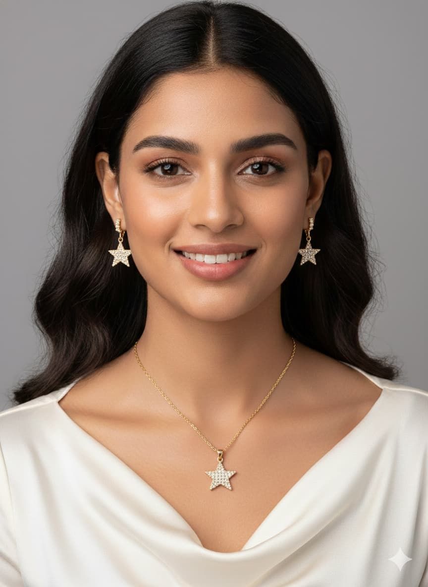 Gold-plated 2pieces necklace set for women | মহিলাদের ক্যাজুয়াল ও পার্টি ব্যবহারের জন্য স্টাইলিশ গোল্ড-প্লেটেড নেকলেস সেট - Image 4