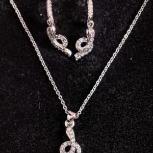 2 Pieces silver stone necklace set for women party wear- মহিলাদের জন্য ২-পিস সিলভার স্টোন নেকলেস সেট, পার্টি পরিধানের জন্য