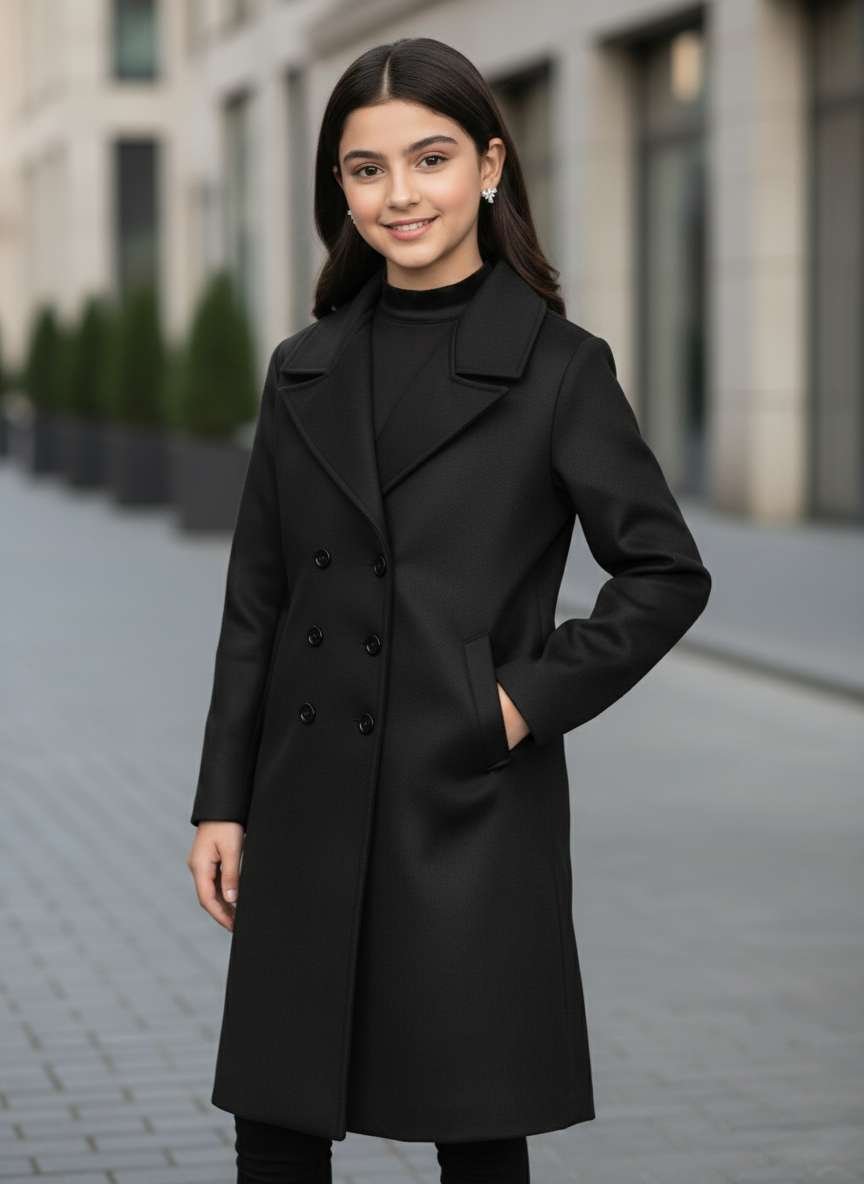 Classic Wool Blend Girls Over Coat-ক্লাসিক উল ব্লেন্ড গার্লস over কোট