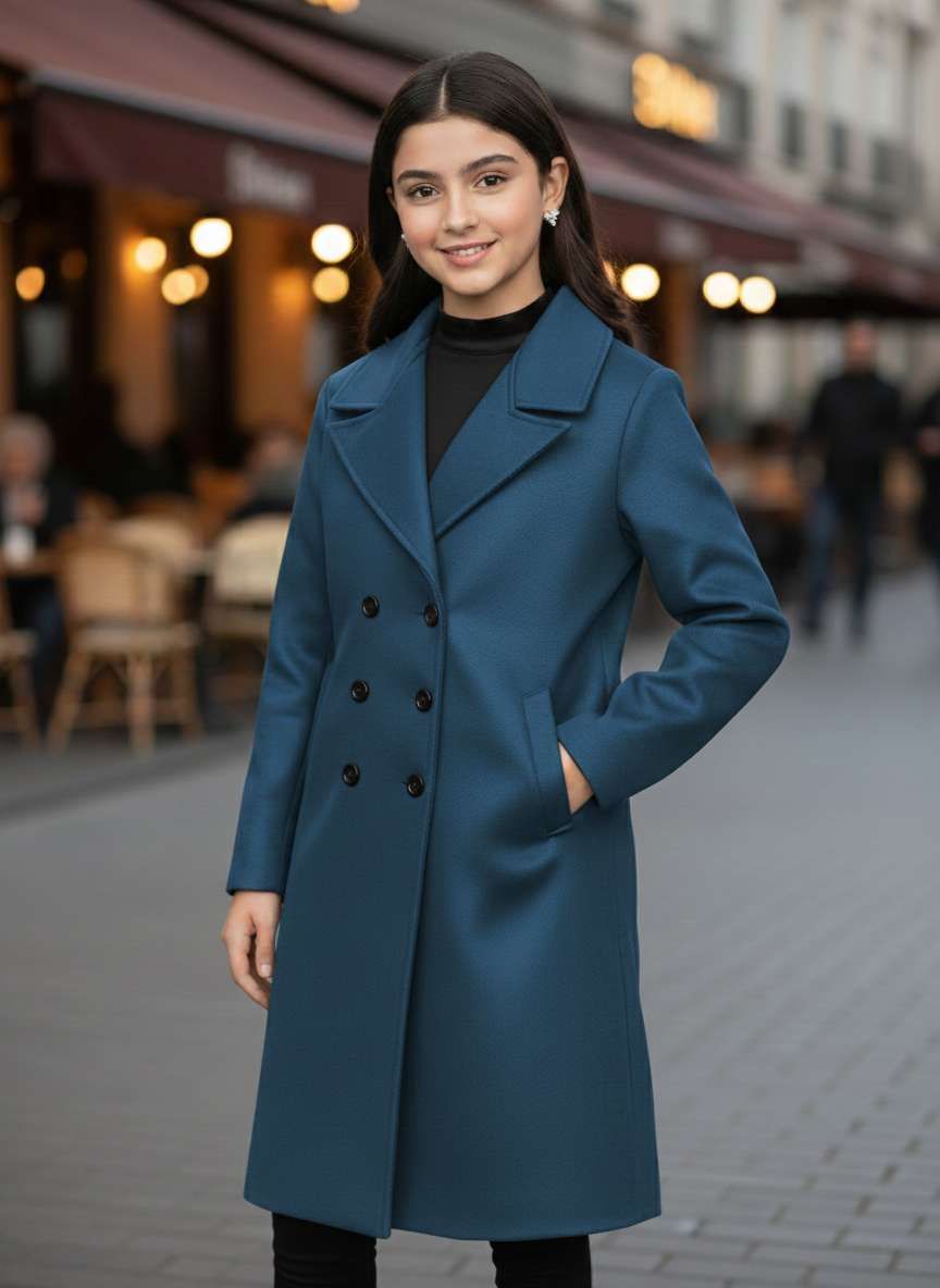 Classic Wool Blend Girls Over Coat-ক্লাসিক উল ব্লেন্ড গার্লস over কোট - Image 2