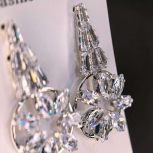 Diamond-Cut Circle Earrings for Women-পার্টি, বিয়ে ও উৎসবে স্টাইল বাড়ানোর মহিলাদের ডায়মন্ড কাট সার্কেল ইয়াররিংস