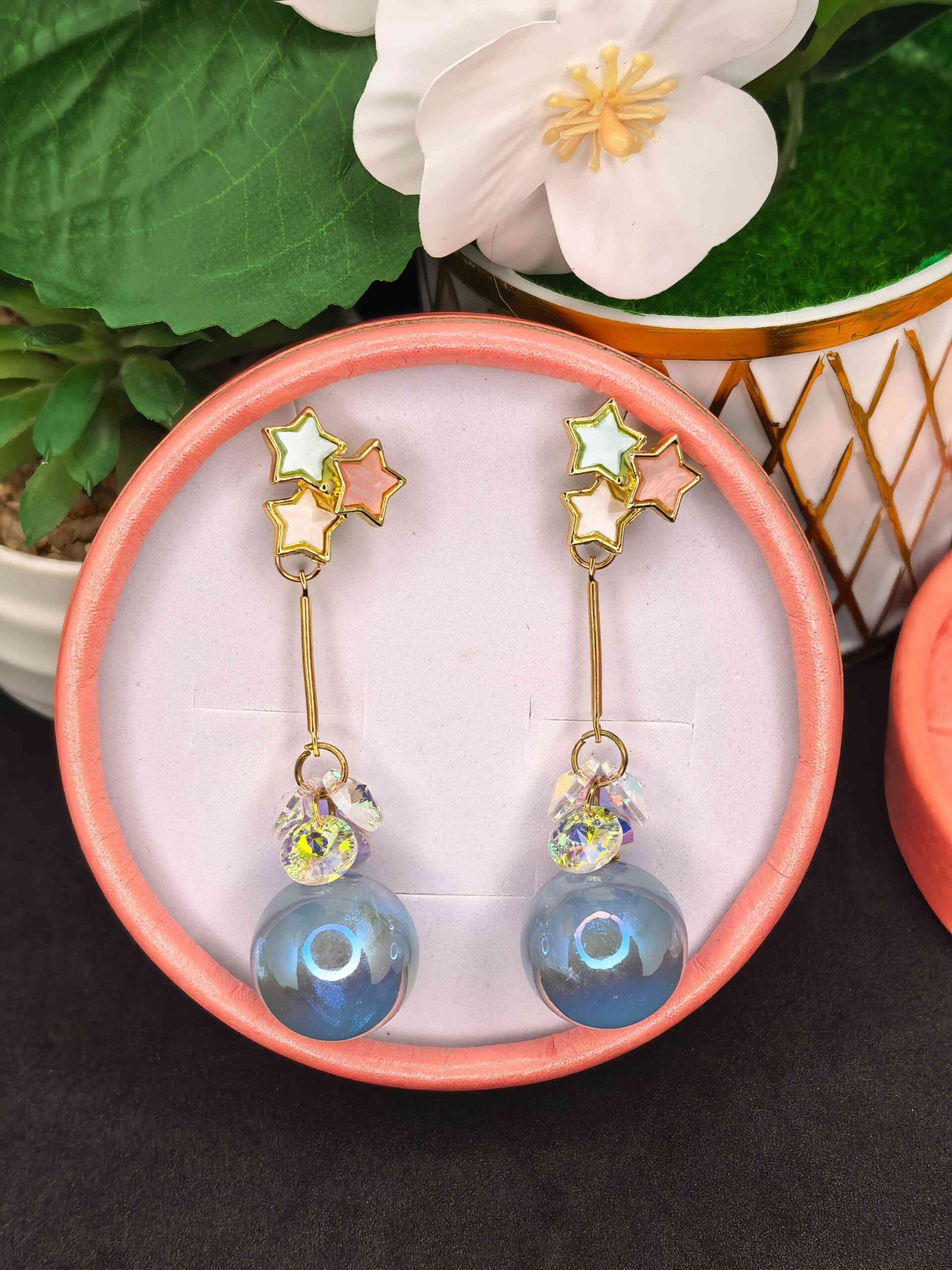 Fashion jewelry planet drop earings-পার্টি, বিয়ে ও উৎসবে স্টাইল বাড়ানোর মহিলাদের ফ্যাশন প্ল্যানেট ড্রপ ইয়াররিংস - Image 3