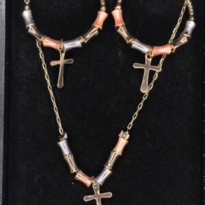 Gold plated 2pieces necklace set-গোল্ড-প্লেটেড ২-পিস নেকলেস সেট মহিলাদের জন্য পার্টি, বিয়ে বা উৎসবের জন্য