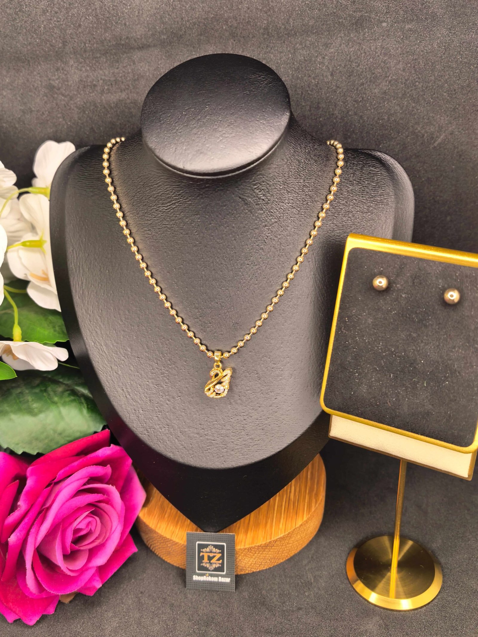 Gold-plated 2pieces necklace set for women-মহিলাদের জন্য গোল্ড-প্লেটেড ২-পিস নেকলেস সেট, পার্টি ও উৎসবের জন্য পারফেক্ট এলিগেন্স