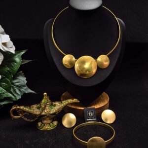 Gold plated 3pieces necklace set for women-মহিলাদের জন্য ৩-পিস গোল্ড-প্লেটেড নেকলেস সেট, পার্টি, বিয়ে ও উৎসবের জন্য