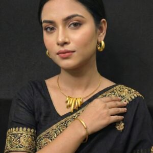 Gold plated 3pieces necklace set for women-মহিলাদের জন্য ৩-পিস গোল্ড-প্লেটেড নেকলেস সেট, পার্টি, বিয়ে ও উৎসবের জন্য