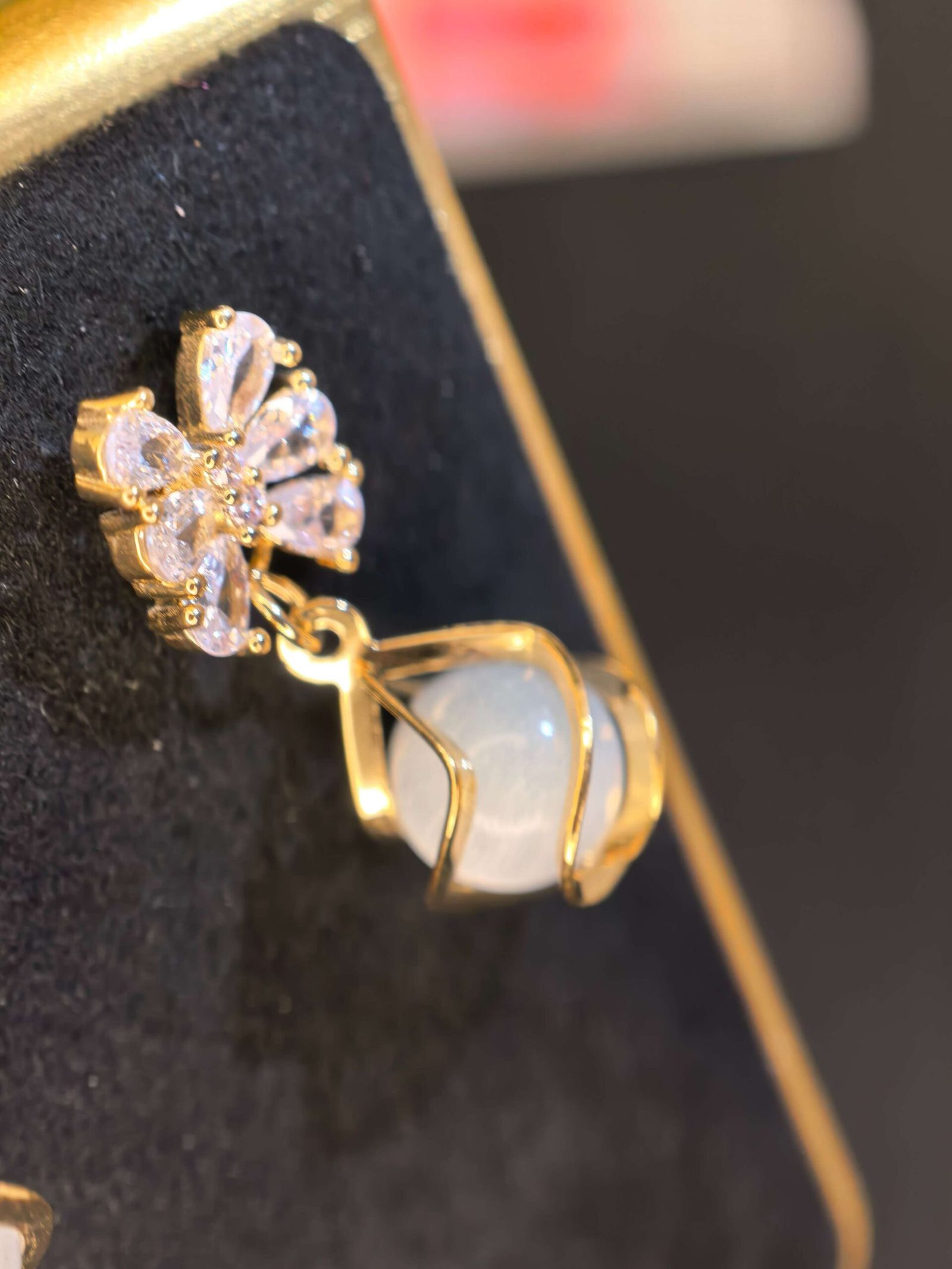 Gold Plated Butterfly Shape with Pearl Drop for Women | মহিলাদের বাটারফ্লাই ও পার্ল গোল্ডেন ড্রপ ইয়াররিংস পার্টি ও উৎসবের জন্য - Image 5