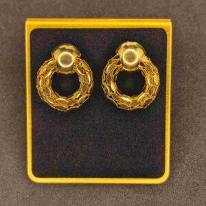 Gold plated cirular earings with abold degisn-গোল্ড-প্লেটেড বোল্ড সার্কুলার ইয়াররিংস, পার্টি ও বিয়েতে স্টাইলের জন্য