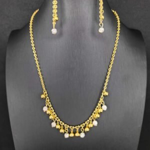 Gold-plated fashion jewelry necklace with earnigs-গোল্ড-প্লেটেড ফ্যাশন নেকলেস ও ইয়াররিংস, পার্টি ও বিয়েতে স্টাইলের জন্য