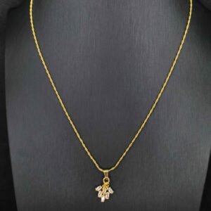Gold-toned mini flower pendant necklace with a dancing chain-মহিলাদের গোল্ড-টোন মিনি ফ্লাওয়ার পেনড্যান্ট নেকলেস, পার্টি ও বিয়েতে স্টাইলের জন্য