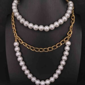 Imitation pearl & gold-tone metal handbag chain strap-হ্যান্ডব্যাগে স্টাইল ও এলিগেন্ট লুক যোগ করার জন্য