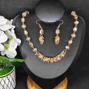 Pink and clear glass beaded fashion mala-পিঙ্ক ও ক্লিয়ার গ্লাস বীডেড ফ্যাশন মালা মহিলাদের জন্য