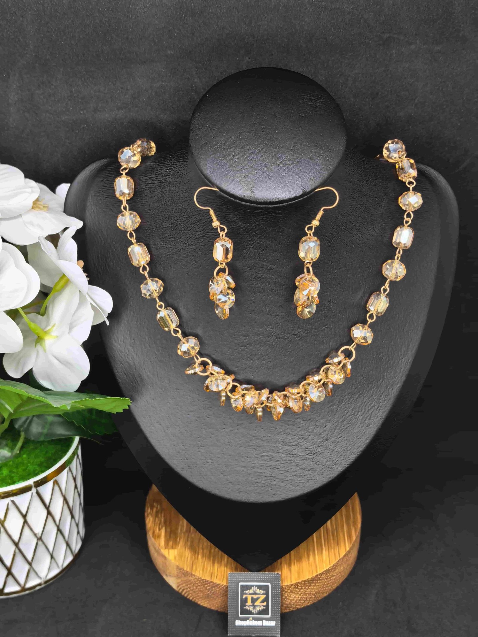 Pink and clear glass beaded fashion mala-পিঙ্ক ও ক্লিয়ার গ্লাস বীডেড ফ্যাশন মালা মহিলাদের জন্য