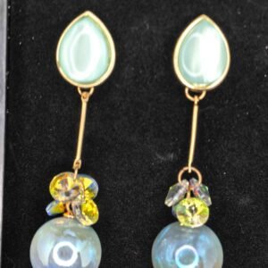 Teardrop Stud Earrings with Light Blue Spherical Dangle-পার্টি ও উৎসবে স্টাইল বাড়ানোর মহিলাদের হালকা নীল টিয়ারড্রপ স্টাড ইয়াররিংস