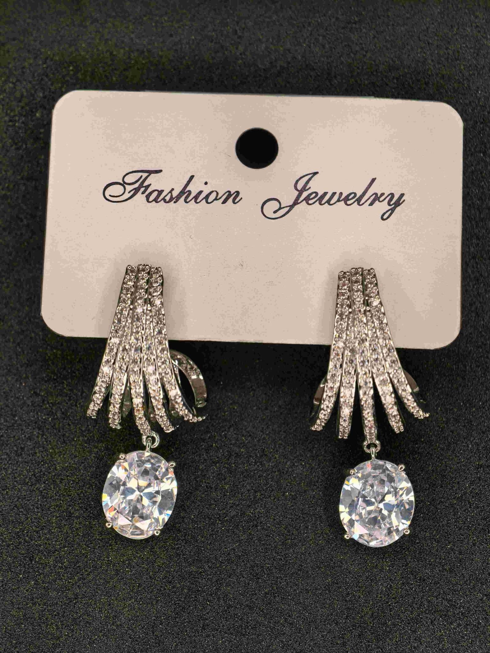 Women’s Silver Long Dangle Earrings with Cubic Zirconia Stones | মহিলাদের স্টার্লিং সিলভার ও জিরকন স্টোন লাক্সারি ড্যাংলার ইয়াররিংস পার্টি ব্যবহারের জন্য - Image 3