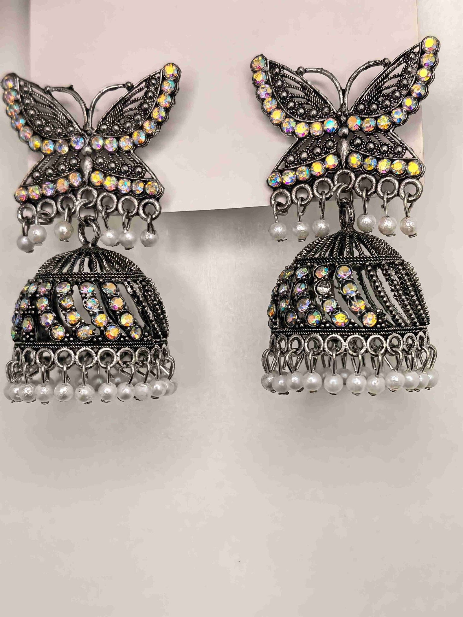 Oxidized butterfly jhumka earings-মহিলাদের অক্সিডাইজড বাটারফ্লাই ঝুমকা, পার্টি ও বিয়েতে স্টাইলের জন্য