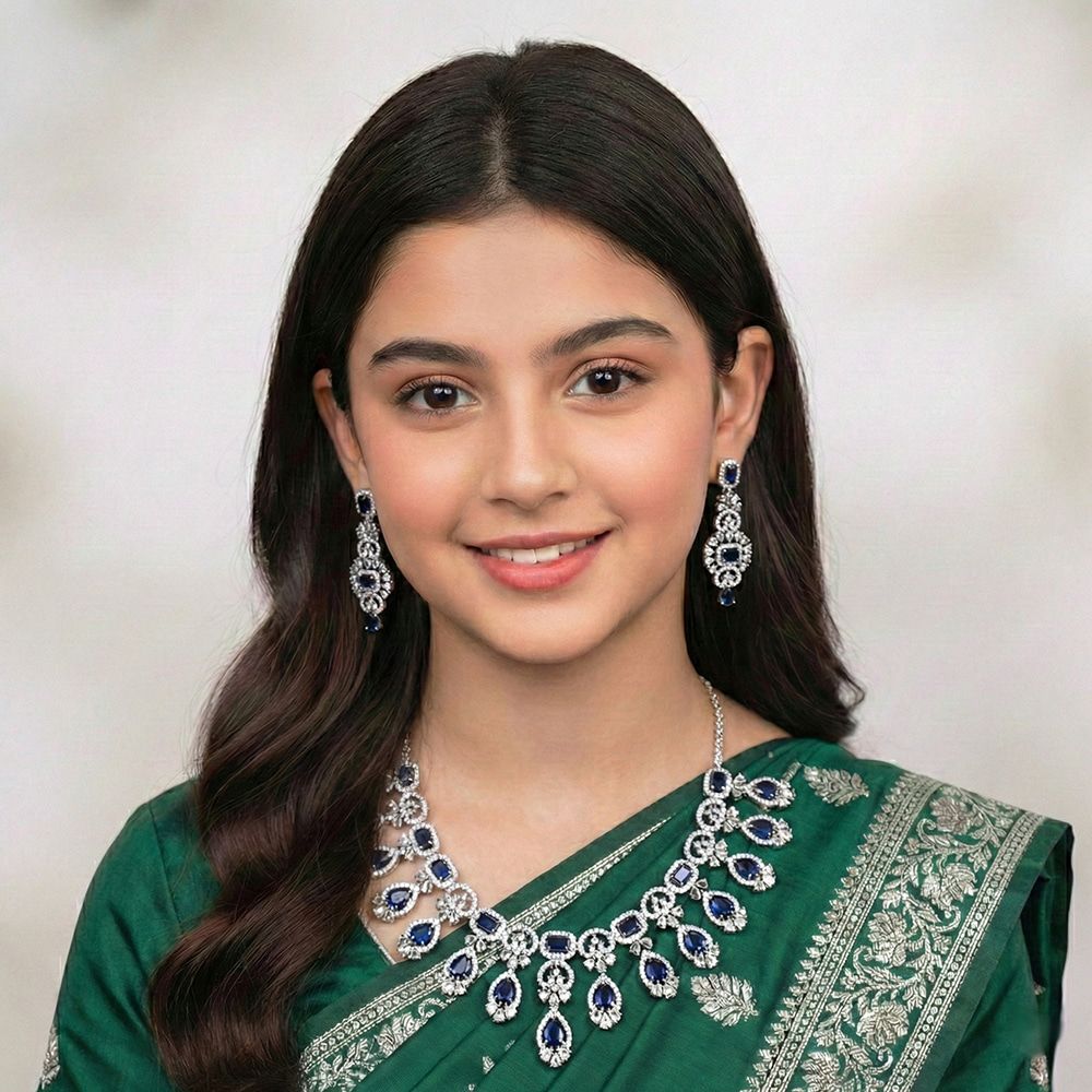 2 Pieces Diamond Cut Necklace Set for Women | মহিলাদের পার্টি, ফ্যাশন ও বিয়ের জন্য স্টাইলিশ ডায়মন্ড কাট নেকলেস সেট - Image 5