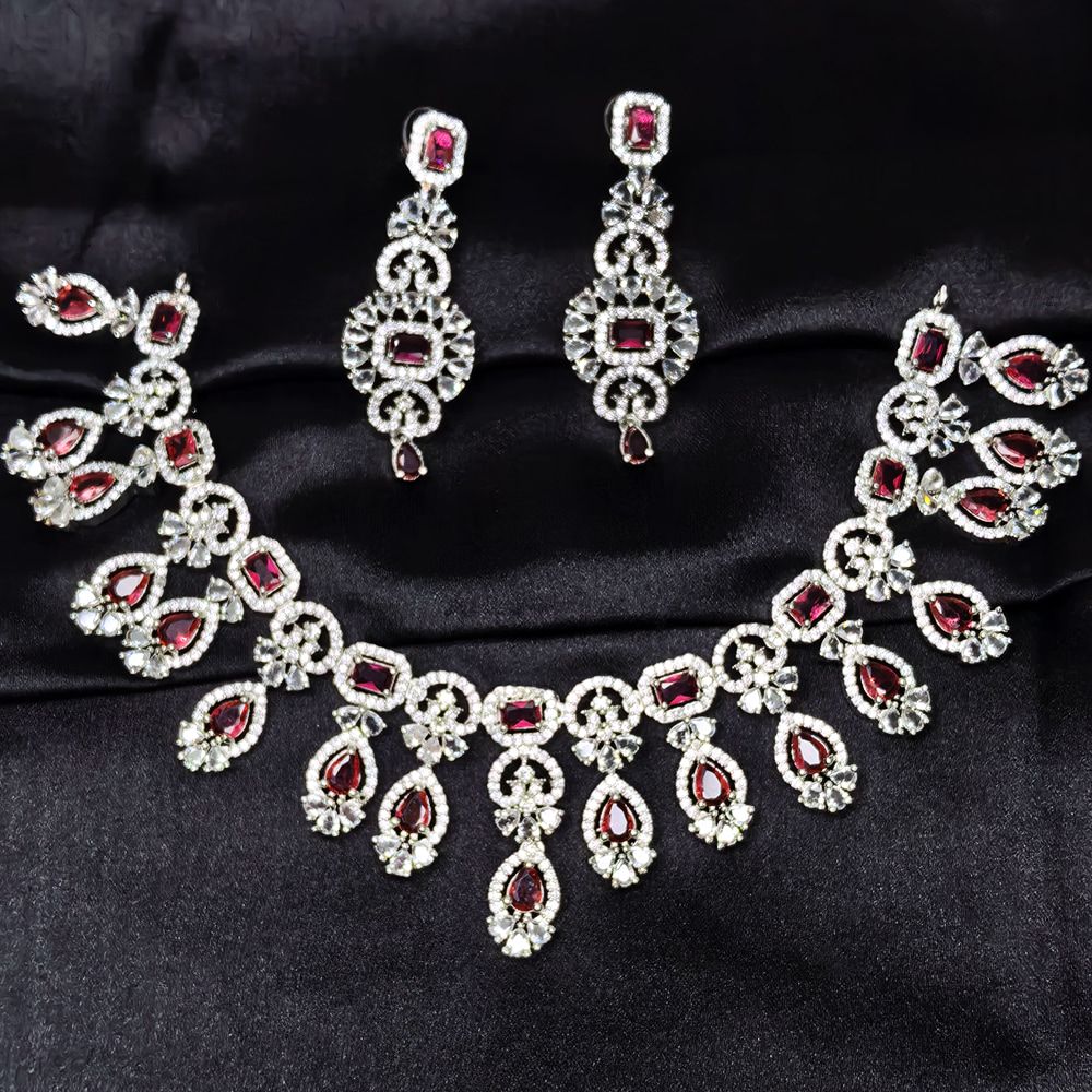 2 Pieces Diamond Cut Necklace Set for Women | মহিলাদের পার্টি, ফ্যাশন ও বিয়ের জন্য স্টাইলিশ ডায়মন্ড কাট নেকলেস সেট - Image 2