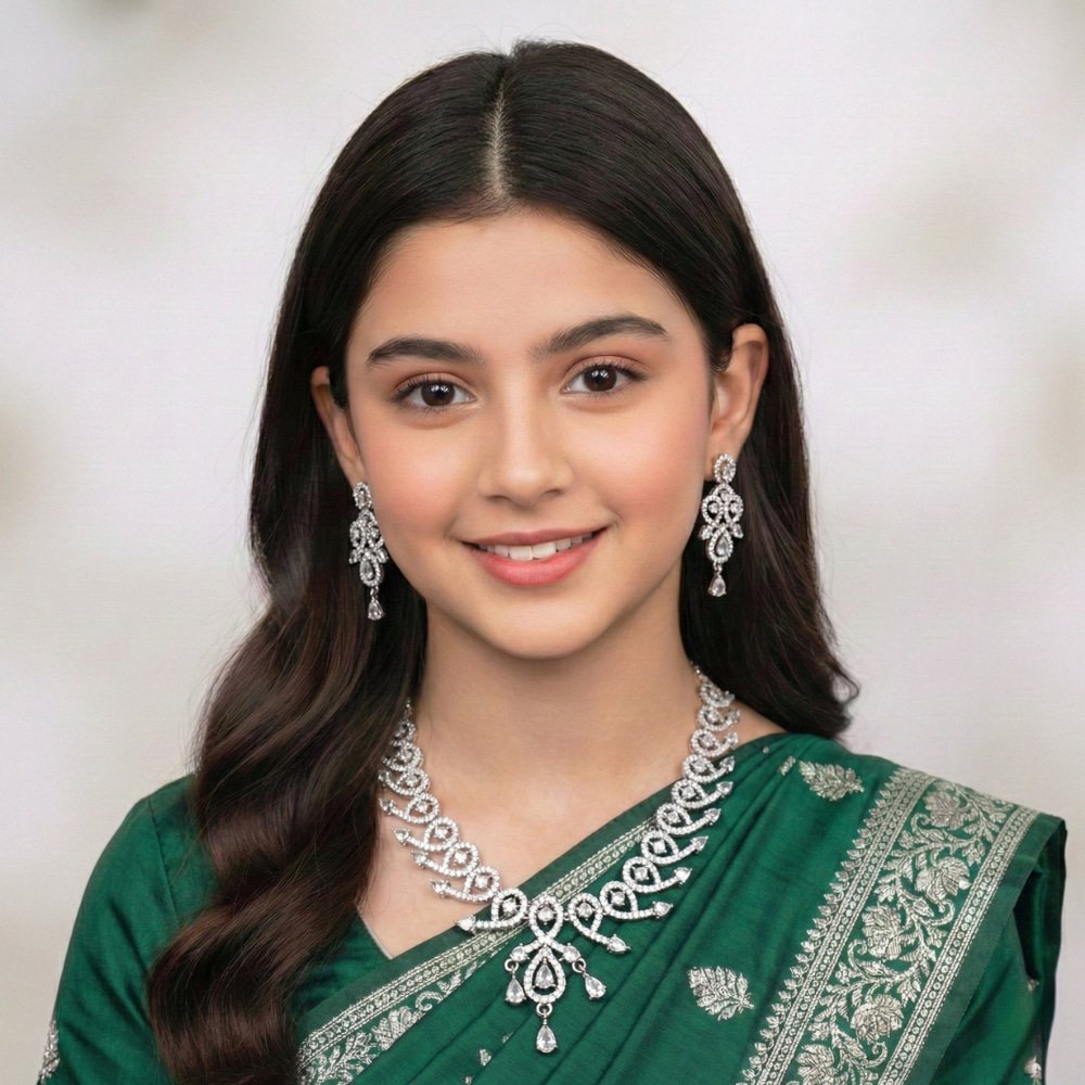 2pieces diamond cut necklace set for women – মহিলাদের পার্টি, এনগেজমেন্ট ও স্পেশাল ইভেন্টের জন্য স্টাইলিশ নেকলেস সেট