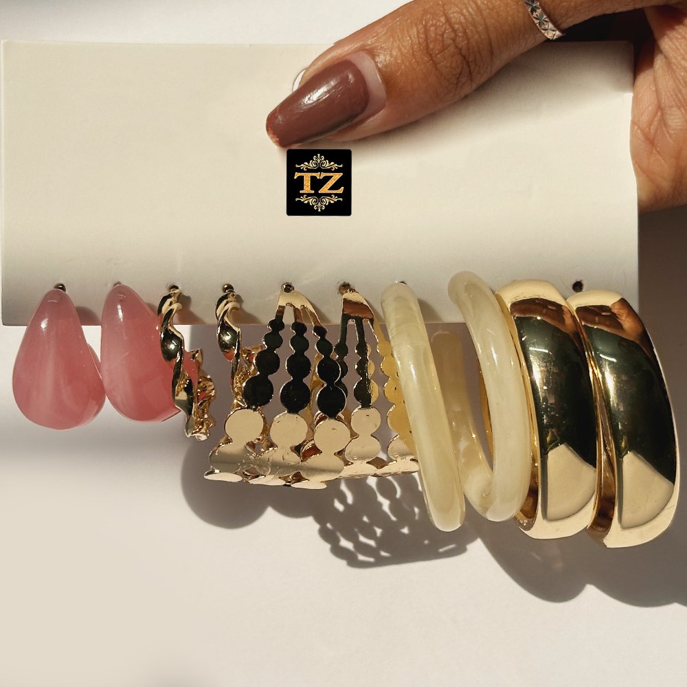 Five Pair Earrings in One Combo – মহিলাদের জন্য ৫ জোড়া ফ্যাশন ইয়ারিং কম্বো সেট