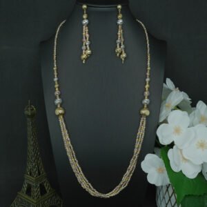 Multi-Strand Gold Beaded Necklace – মহিলাদের জন্য এলিগেন্ট মাল্টি-স্ট্র্যান্ড বিডেড নেকলেস