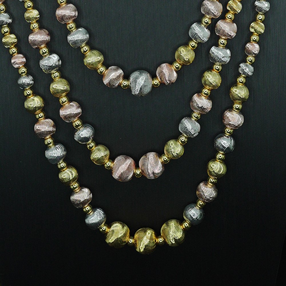 Gold Plated 3 Layer Necklace Chain with Golden Ball – মহিলাদের জন্য স্টাইলিশ গোল্ড প্লেটেড ৩ লেয়ার চেইন নেকলেস - Image 2