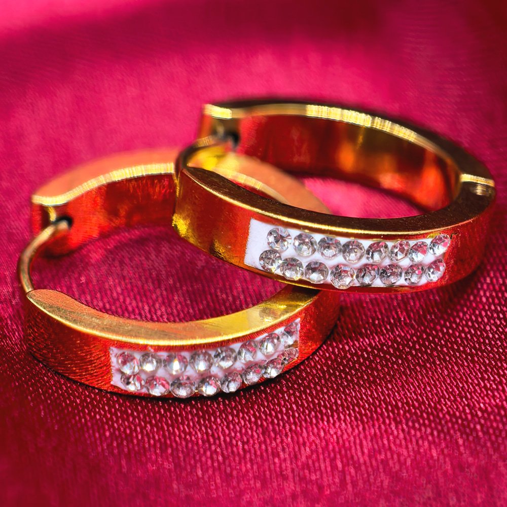 Gold plated 3 set earings combo – মহিলাদের জন্য স্টেইনলেস স্টিল ও জিরকোনিয়া স্টোন ইয়ারিং সেট - Image 5