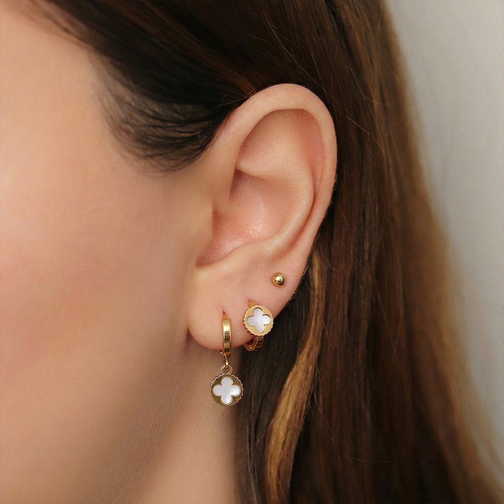 Gold plated 3set earings combo – মহিলাদের জন্য ৩ জোড়া প্রিমিয়াম গোল্ড প্লেটেড কানের দুলের বিশেষ সেট - Image 2