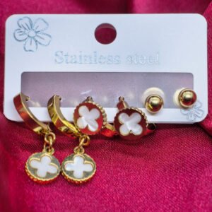 gold plated 3 set earrings combo for women