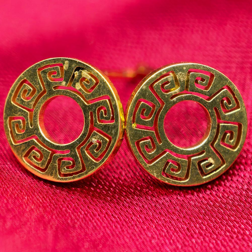 Gold plated 3set earings combo | মহিলাদের স্টাইলিশ মাল্টি-ডিজাইন স্টেইনলেস স্টিল ইয়াররিং সেট - Image 3