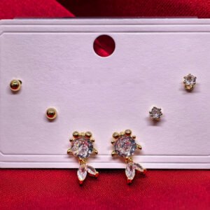 Gold plated 3 set earrings combo for women.