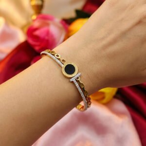 Gold Plated Bracelet with Black Circle