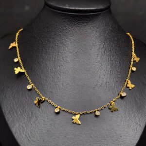 Gold plated stainless steel with butterfly shape and crystal stone