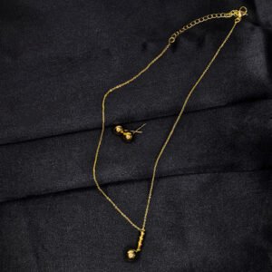 Gold Plated Chain Necklace with Golden Ball – মহিলাদের জন্য স্টাইলিশ গোল্ড প্লেটেড বল পেন্ডেন্ট চেইন নেকলেস