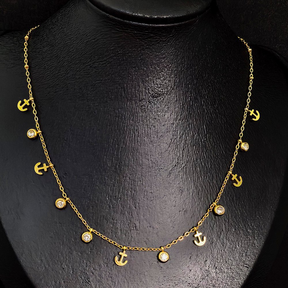 Gold-plated stainless steel charm necklace with crystal accents – মহিলাদের জন্য প্রিমিয়াম স্টেইনলেস স্টিল চেইন নেকলেস