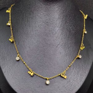 Gold plated stainless steel with star and crystal stone