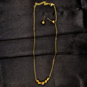 Gold Plated Chain Necklace with Golden Ball – মহিলাদের জন্য স্টাইলিশ গোল্ড প্লেটেড বল পেন্ডেন্ট চেইন নেকলেস
