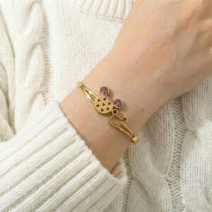 gold toned mickey mouse bangle bracelet for women