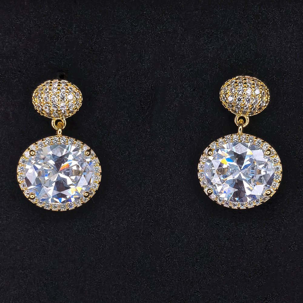 Zirconia Stone Drop Earrings – মহিলাদের পার্টি, ফ্যাশন ও বিয়ের জন্য স্টাইলিশ জিরকোনিয়া স্টোন ড্রপ ইয়াররিং - Image 4