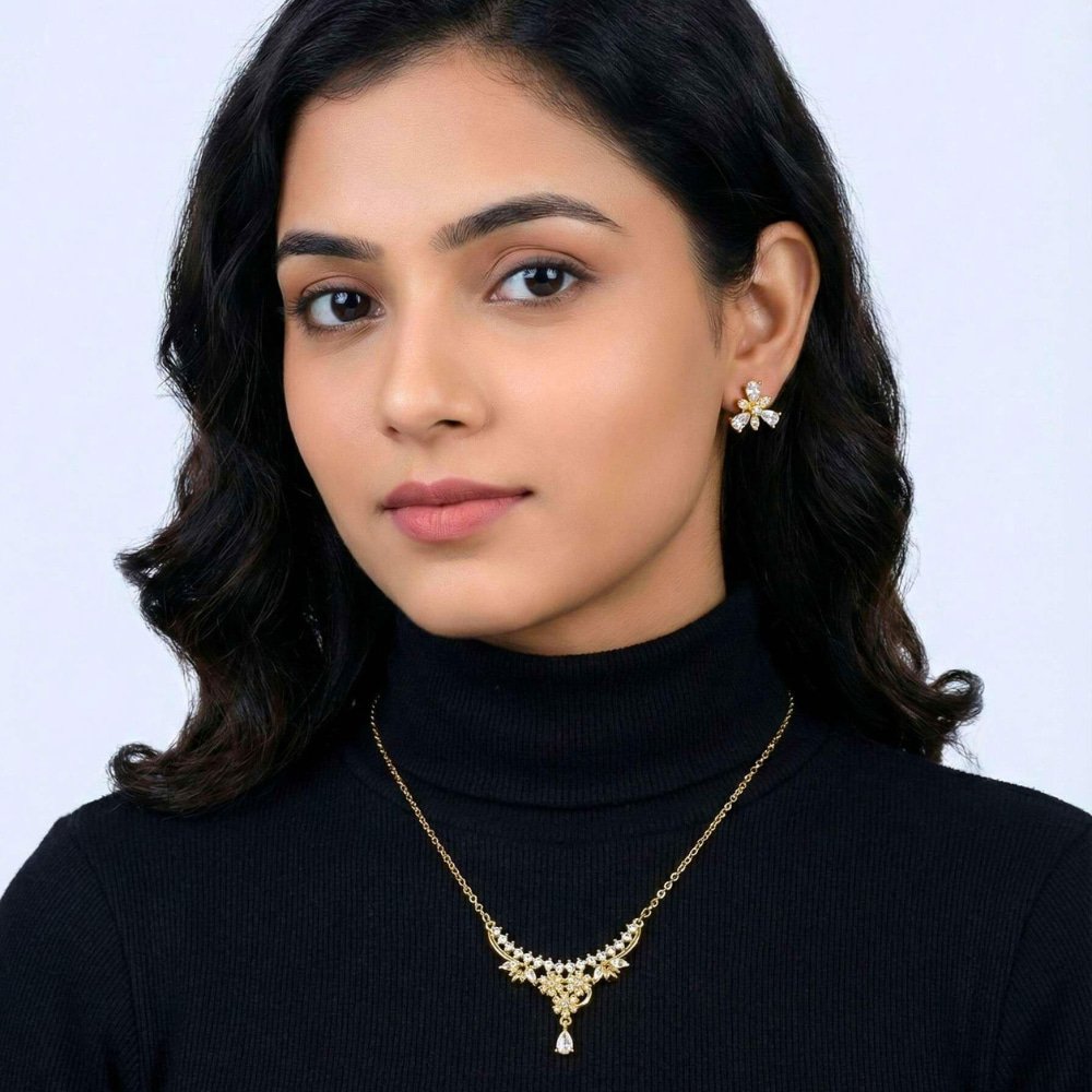 Necklace Floral Design with Earrings – মহিলাদের পার্টি ও বিয়ের জন্য ট্র্যাডিশনাল ফ্লোরাল স্টাইলের স্টেটমেন্ট জুয়েলারি