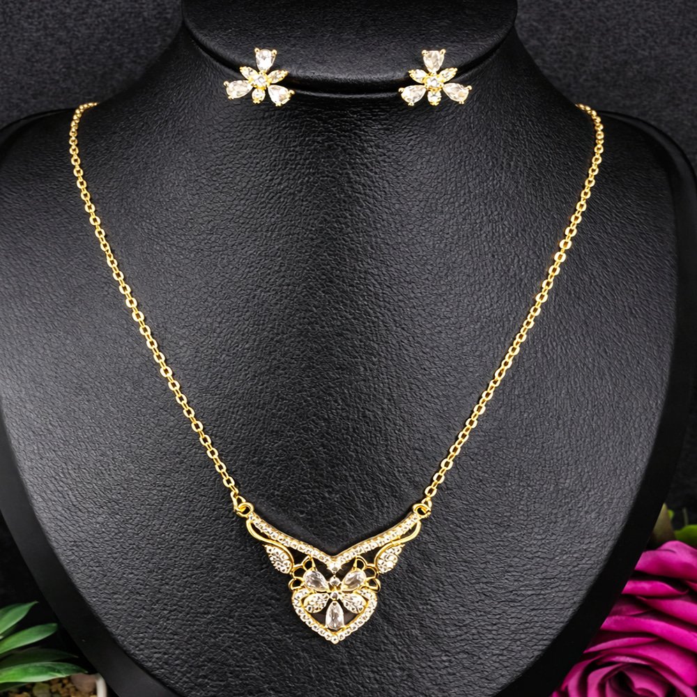 Necklace Floral Design with Earrings – মহিলাদের পার্টি ও বিয়ের জন্য স্টাইলিশ ফ্লোরাল জুয়েলারি - Image 6