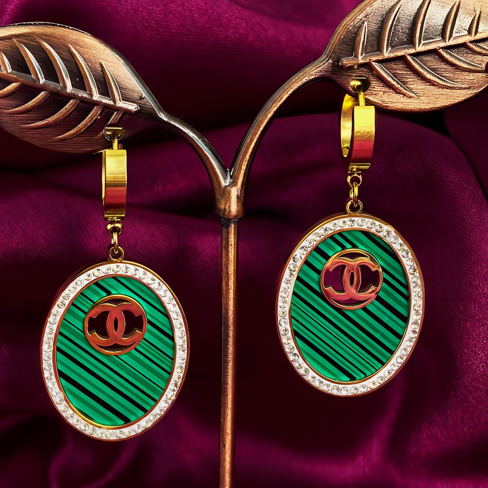 Gold Plated Earrings with Zirconia Stone – মহিলাদের জন্য প্রিমিয়াম স্টেইনলেস স্টিল ঝুলন্ত স্টোন ইয়ারিং - Image 5