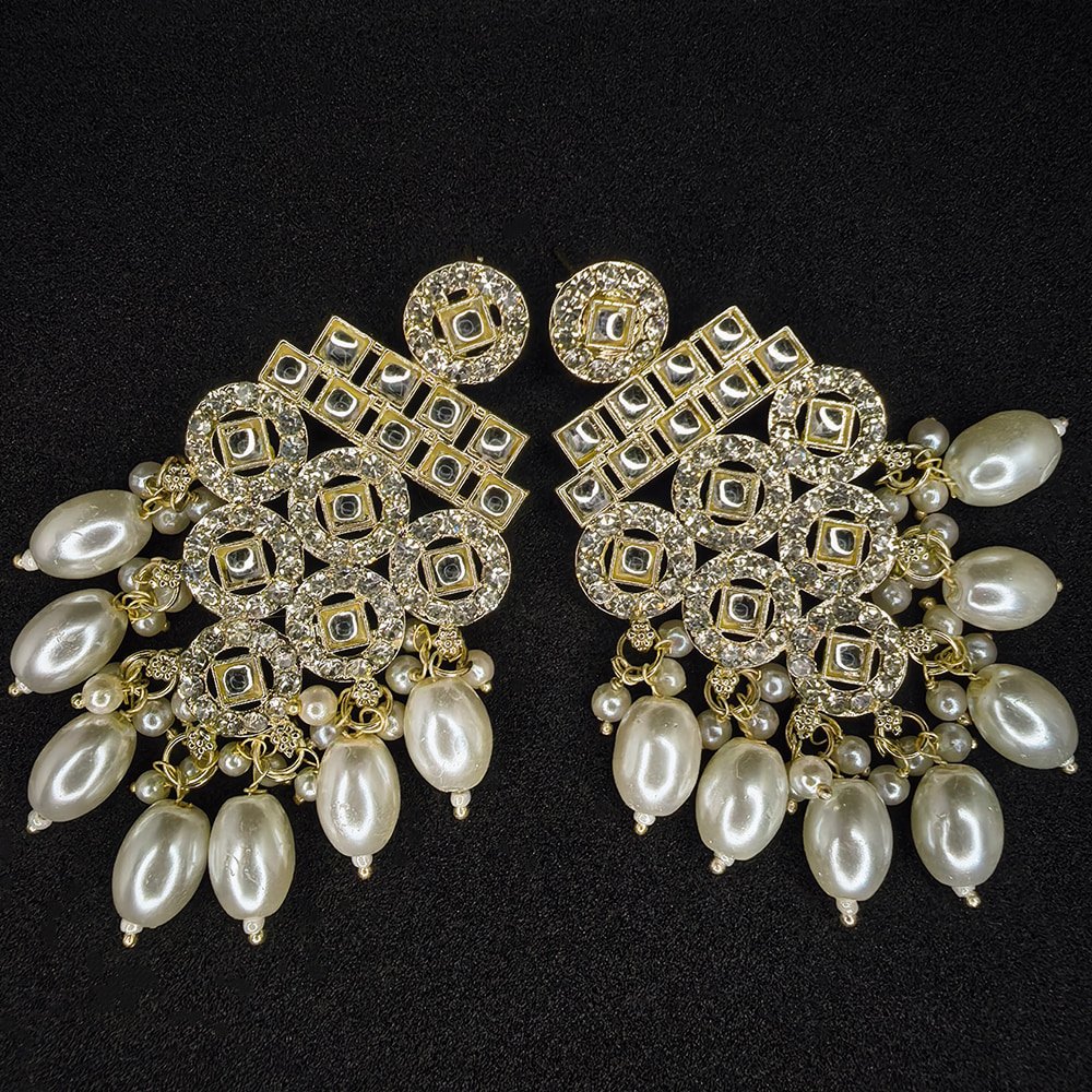 Kundan Earrings White Stone and Pearl – মহিলাদের জন্য কুন্দন হোয়াইট স্টোন ও পার্ল ইয়ারিং