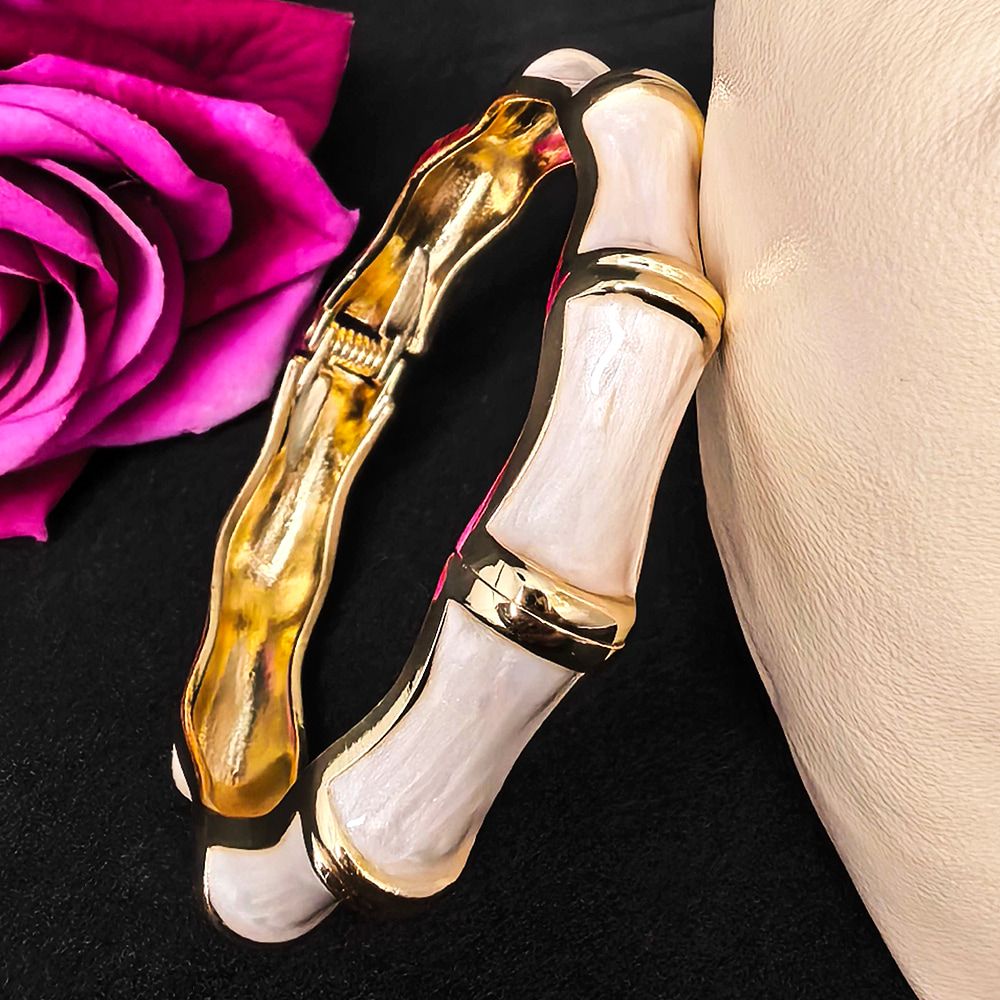 Elegant Multicolor Resin Bangle with Gold-Tone Accents | মহিলাদের পার্টি ও ফ্যাশন আউটফিটের জন্য স্টাইলিশ মার্বেল ব্রেসলেট - Image 4