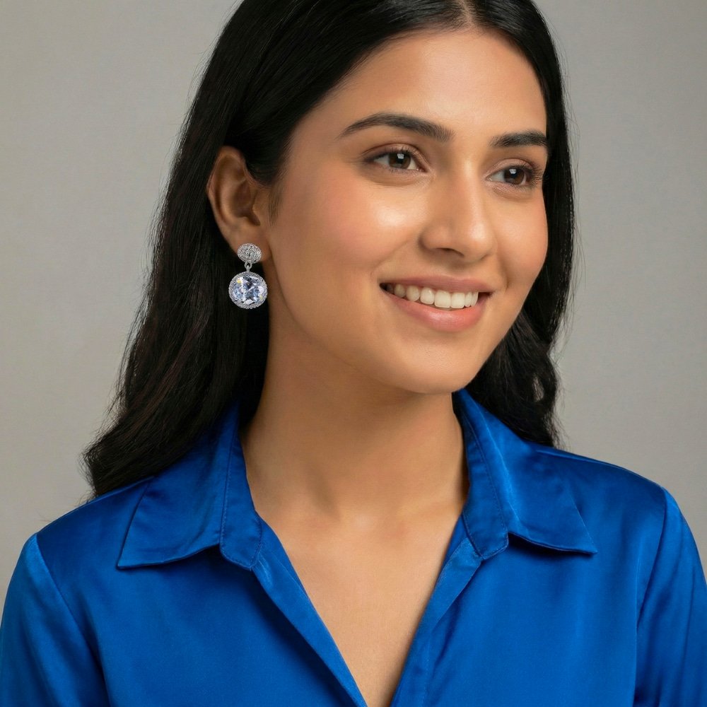 Zirconia Stone Drop Earrings – মহিলাদের পার্টি, ফ্যাশন ও বিয়ের জন্য স্টাইলিশ জিরকোনিয়া স্টোন ড্রপ ইয়াররিং - Image 3
