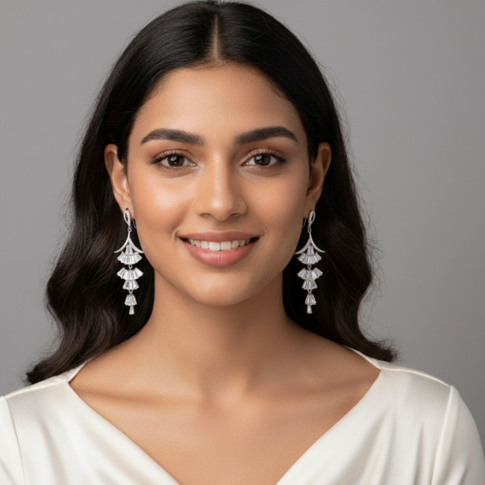 Multi-Layer Triangle Dangle Earrings for Women | মহিলাদের পার্টি ও ফ্যাশন জন্য স্টাইলিশ মাল্টি-লেয়ার ট্রায়াঙ্গেল ইয়াররিং - Image 3