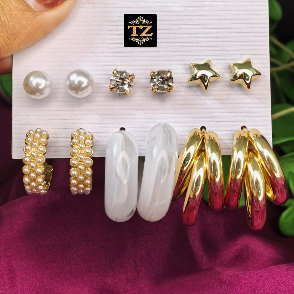 Six Pair Earrings in One Combo – মহিলাদের জন্য ৬ জোড়া ফ্যাশন ইয়ারিং কম্বো সেট