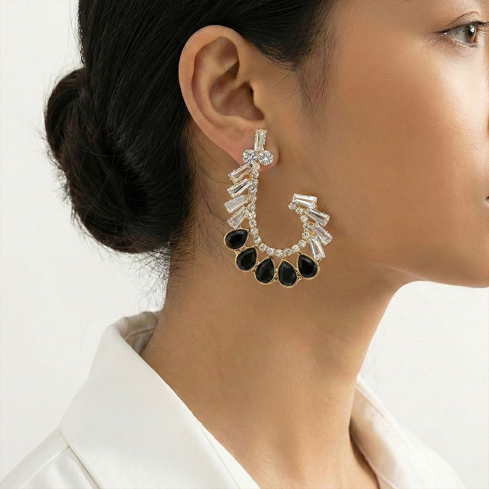 Pink, Multi-Color, Ment, and Black Tear Drop Shape Earrings with White Stone মহিলাদের জন্য রাজকীয় টিয়ার ড্রপ ও ক্রিস্টাল ইয়াররিং কালেকশন - Image 3