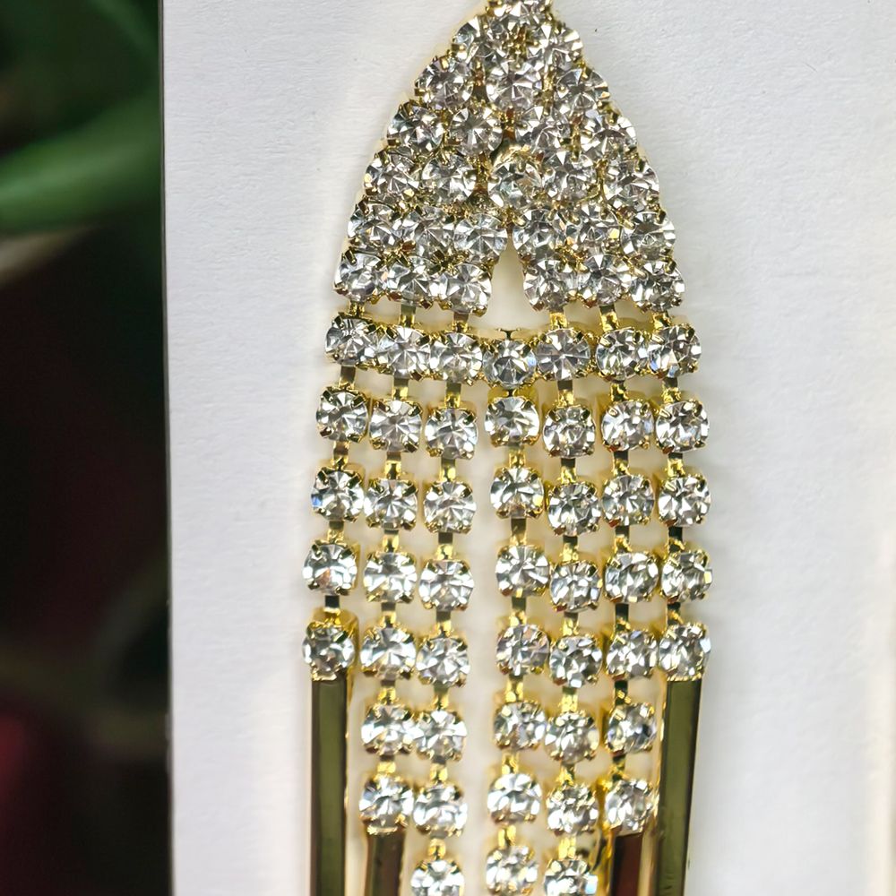 Silver and Gold-Plated Crystal Long Dangler Earrings for Women মহিলাদের জন্য রাজকীয় ক্রিস্টাল ড্যাংলার ইয়াররিং কালেকশন - Image 3